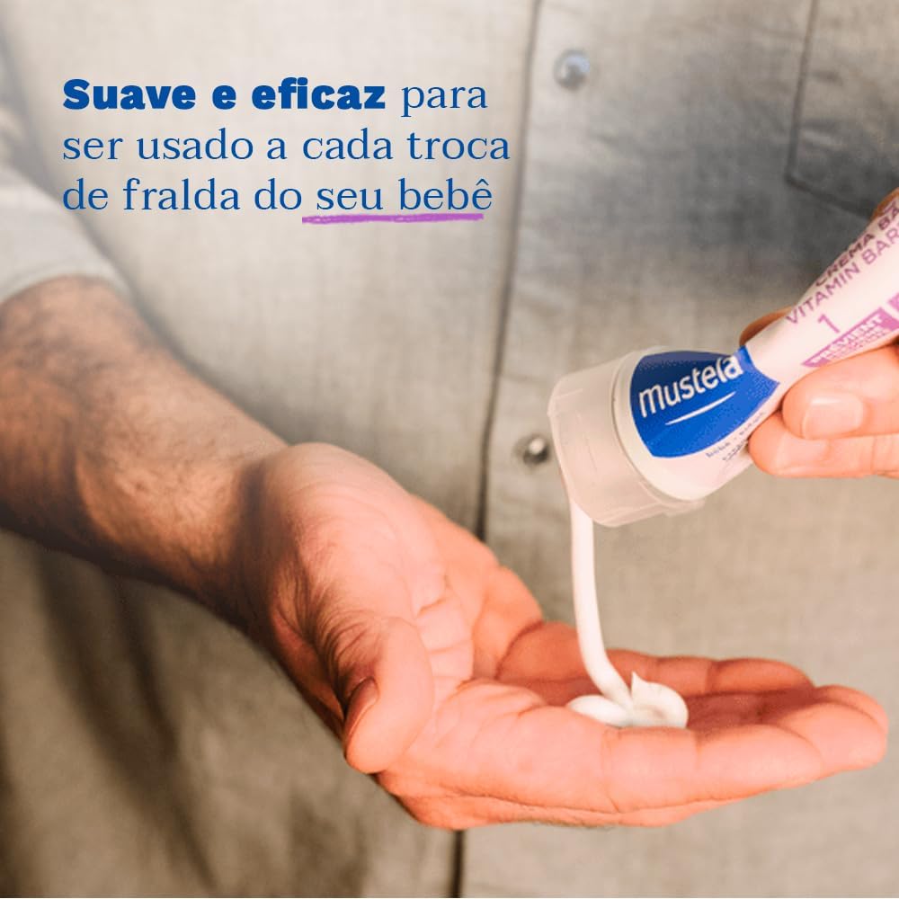 Mustela Creme Preventivo De Assaduras Vitaminado 1>2>3 100Gr - Pomada Antiassaduras Para Bebês Com Tripla Ação E 98% De Ingredientes De Origem Natural - Bebê E Criança