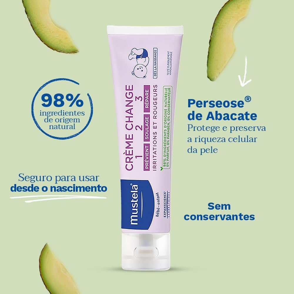 Mustela Creme Preventivo De Assaduras Vitaminado 1>2>3 100Gr - Pomada Antiassaduras Para Bebês Com Tripla Ação E 98% De Ingredientes De Origem Natural - Bebê E Criança