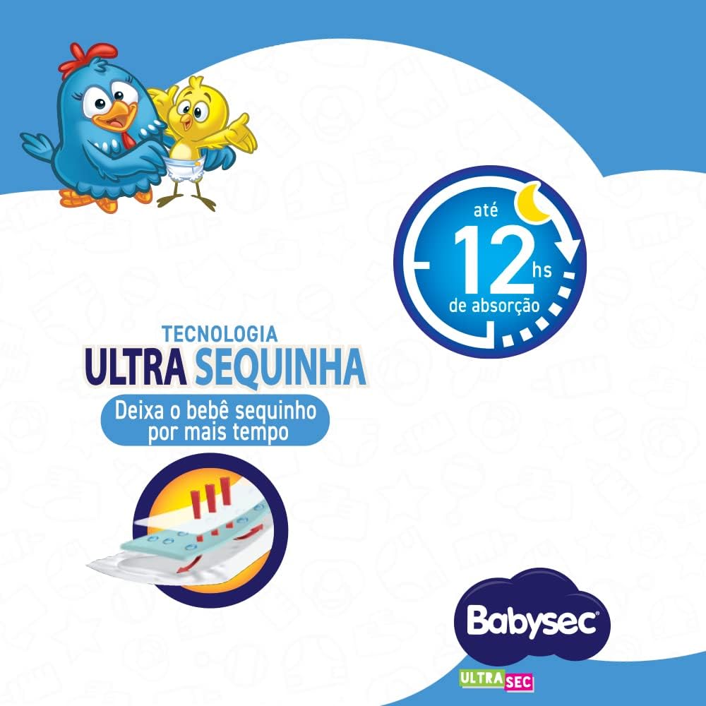 Babysec Fralda Galinha Pintadinha Ultrasec Xxg 52 Unidades Cor: Branco