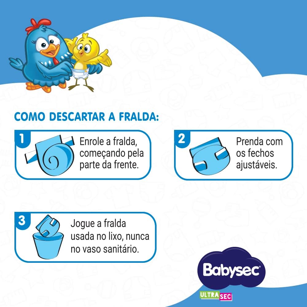 Babysec Fralda Galinha Pintadinha Ultrasec Xxg 52 Unidades Cor: Branco