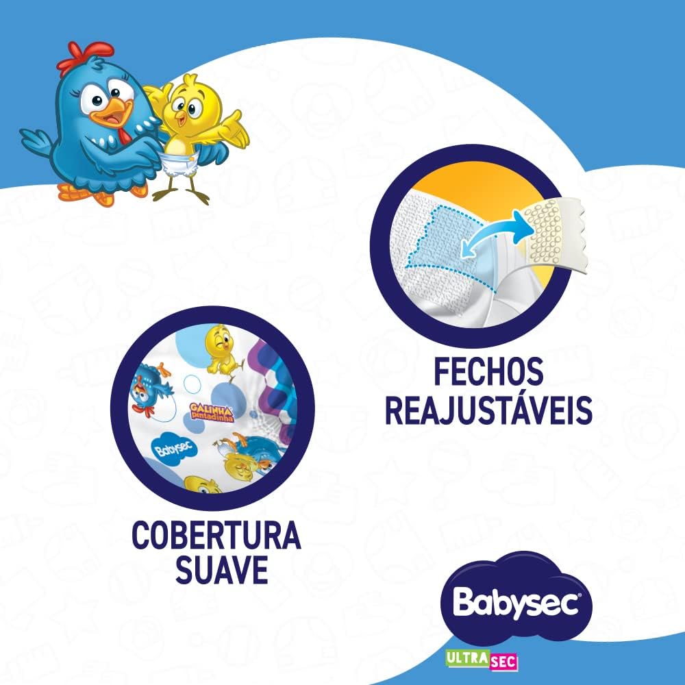 Babysec Fralda Galinha Pintadinha Ultrasec Xxg 52 Unidades Cor: Branco