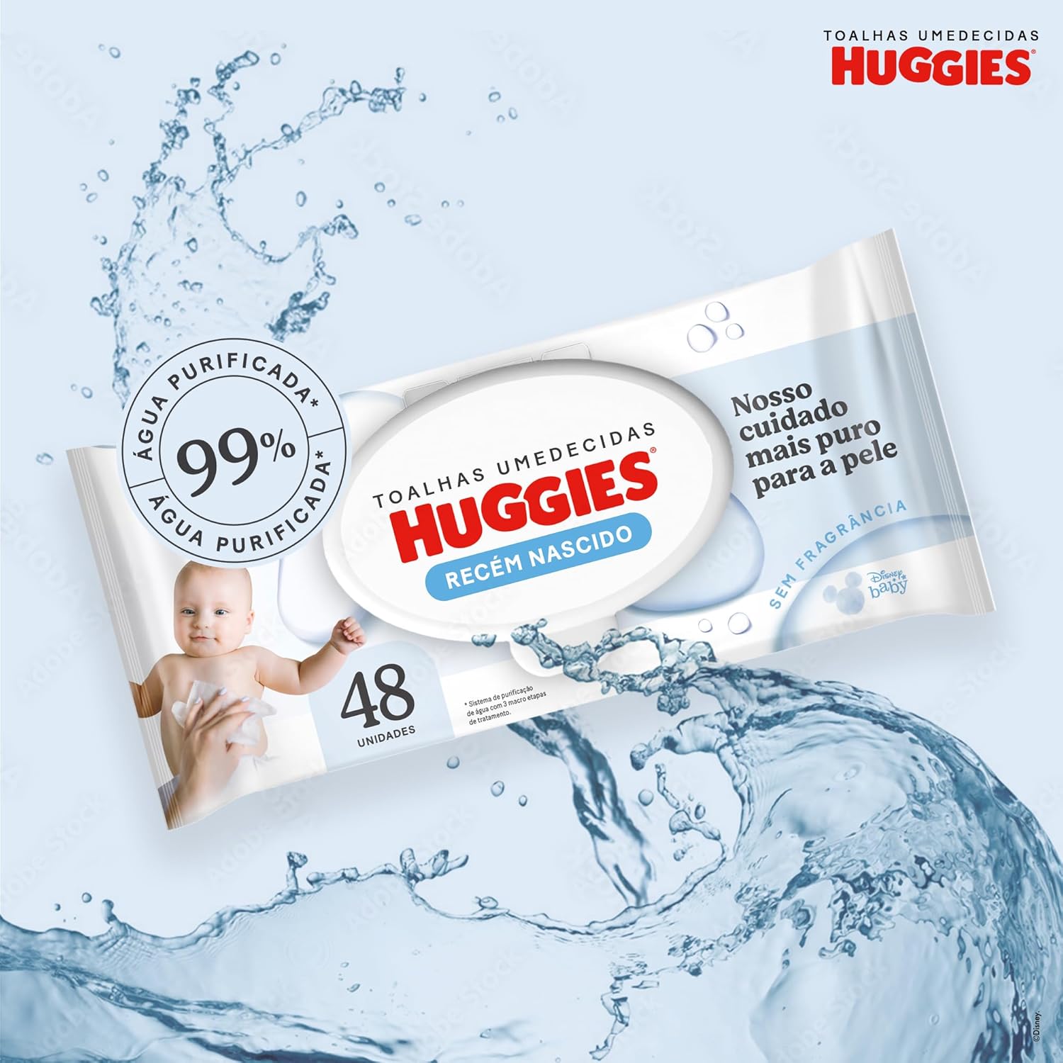 Lenços Umedecidos Huggies Puro e Natural Leve 4 Pague 3 - 192 unidades, Huggies, Amarela, pacote de 4