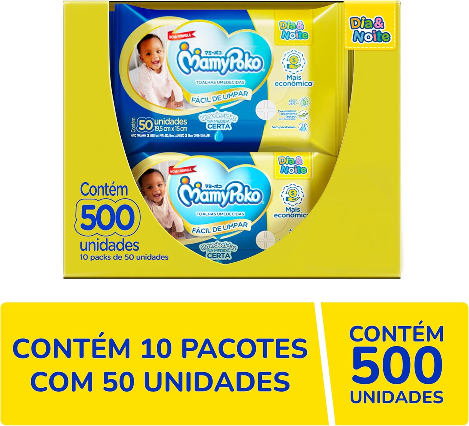 MamyPoko Lenços Umedecidos Dia&Noite 500 Unidades