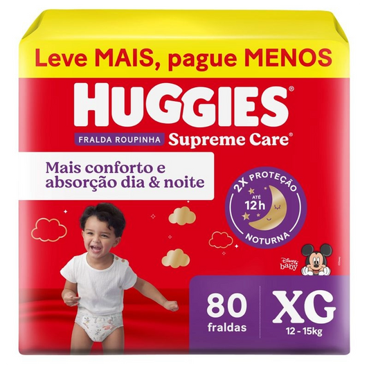Fralda Huggies Supreme Care Roupinha XG 80 Unidades