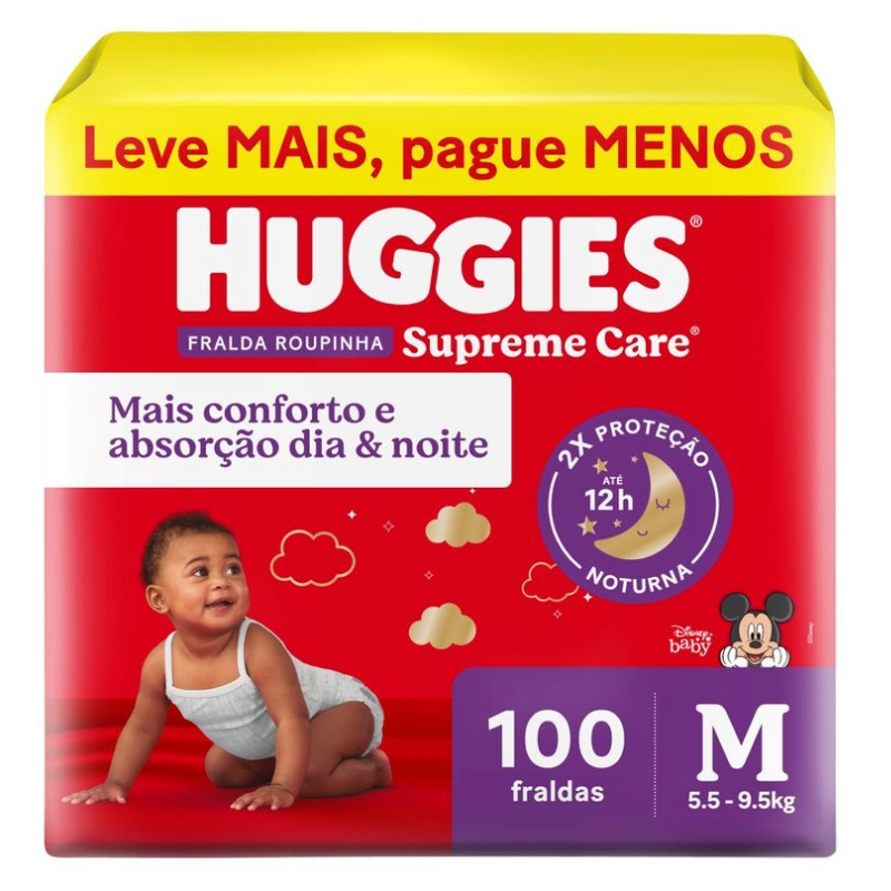 Fralda Huggies Supreme Care Roupinha M 100 Unidades