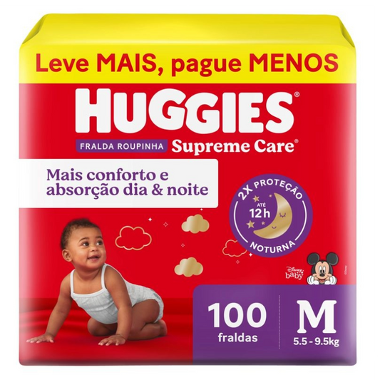 Fralda Huggies Supreme Care Roupinha M 100 Unidades